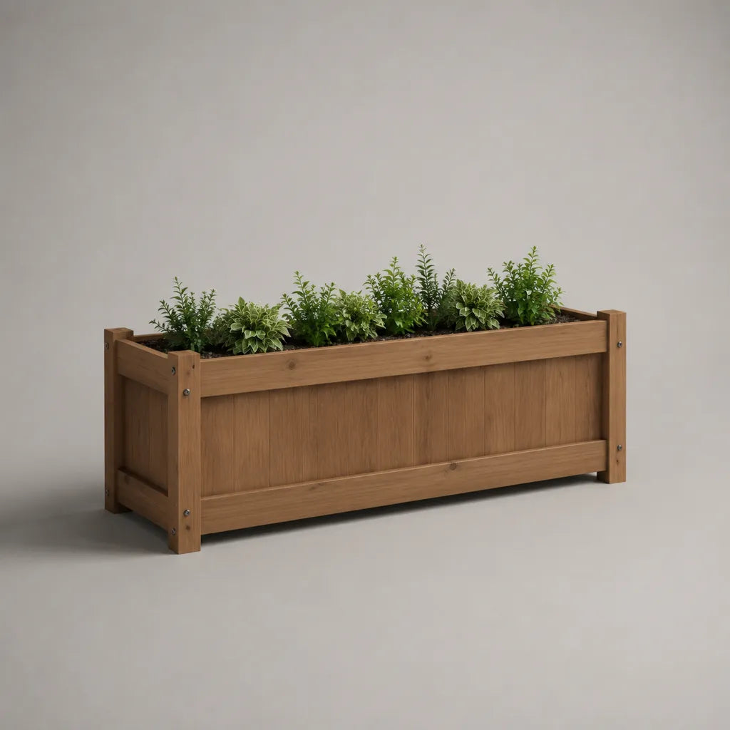 Jardinière rectangulaire en sapin massif brun 120 × 40 × 45 cm