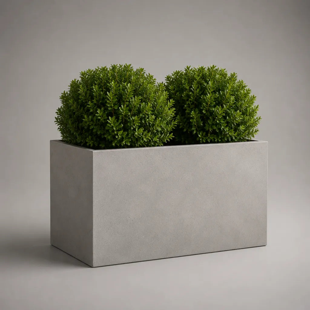 Jardinière rectangulaire en ciment renforcé de fibres de verre gris clair, 80 × 30 × 50 cm