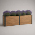 Jardinière rectangulaire d’extérieur en composite WPC et acier, marron et gris anthracite, 160 × 40 × 60 cm