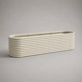 Jardinière rectangulaire en acier nervuré blanc cassé, 120 × 40 × 40 cm