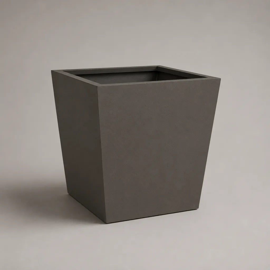 Pot de fleurs carré conique en ciment renforcé de fibres de verre, gris anthracite, 40 × 40 × 40 cm