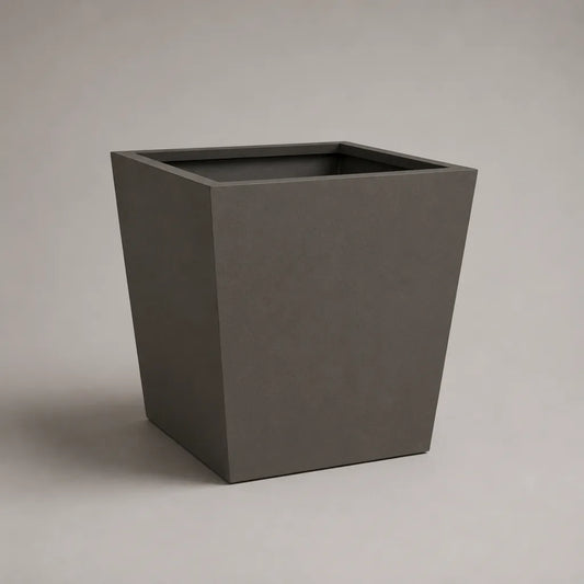 Pot de fleurs carré conique en ciment renforcé de fibres de verre, gris anthracite, 40 × 40 × 40 cm